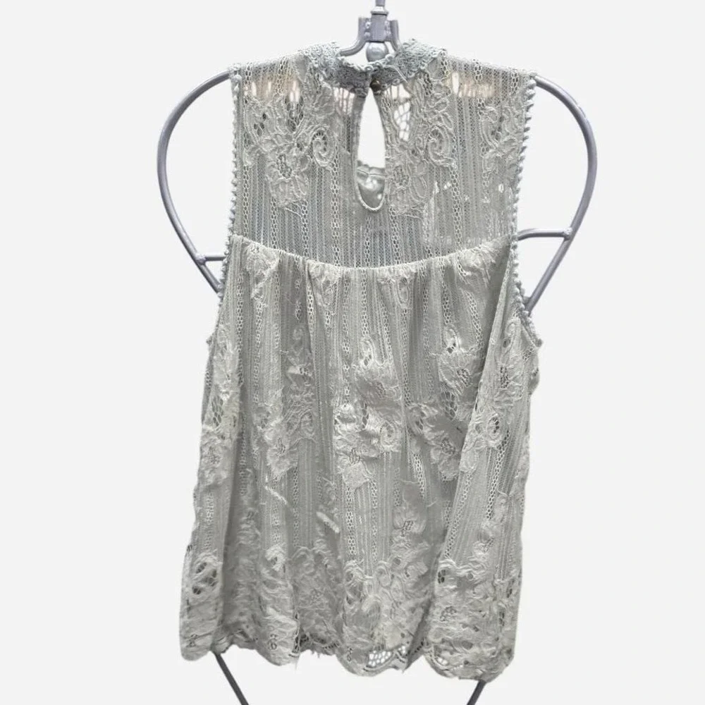 Women's mint green lacy boho tank top size xl (xl3) - Picture 2 of 3